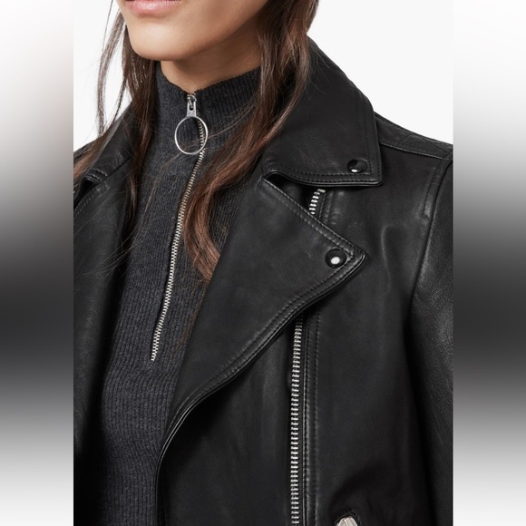 AllSaints Dalby Leather Biker Jacket - Picture 3 of 10